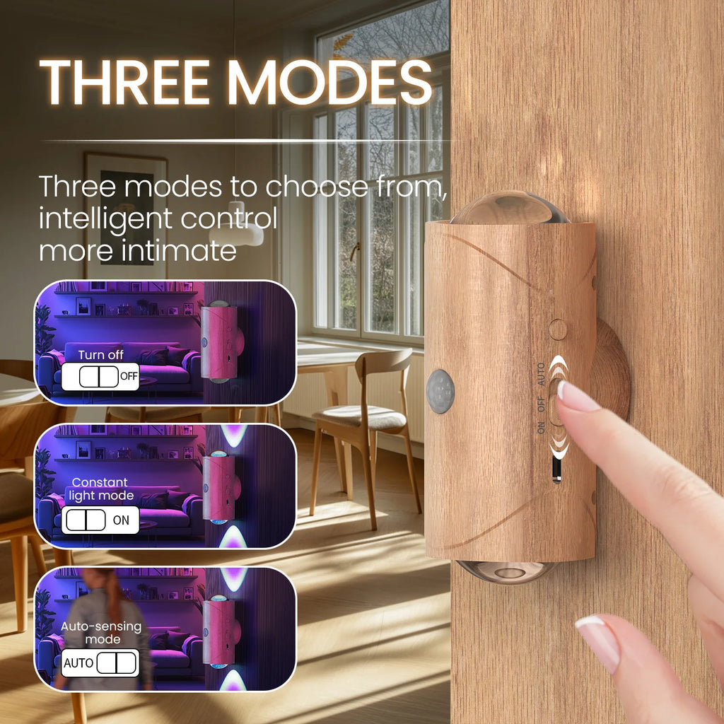 Rechargeable Motion Sensor Night Light with 3 Modes & 8 LED Effects for Indoor Use