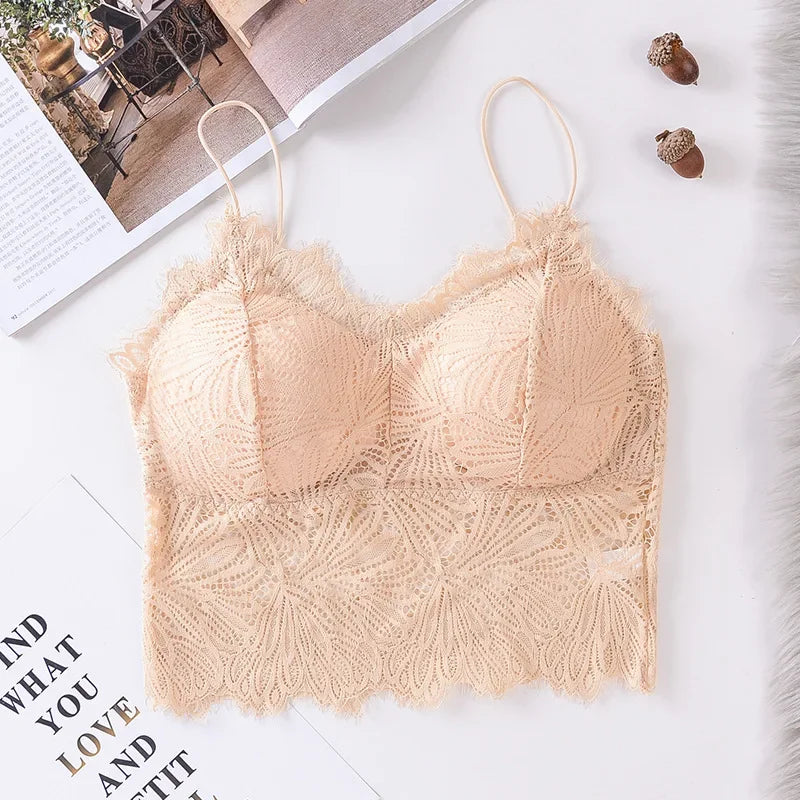 CowLost | product_id-wireless-floral-lace-push-up-bra-with-removable-pads-solid-bralette-for-women |3