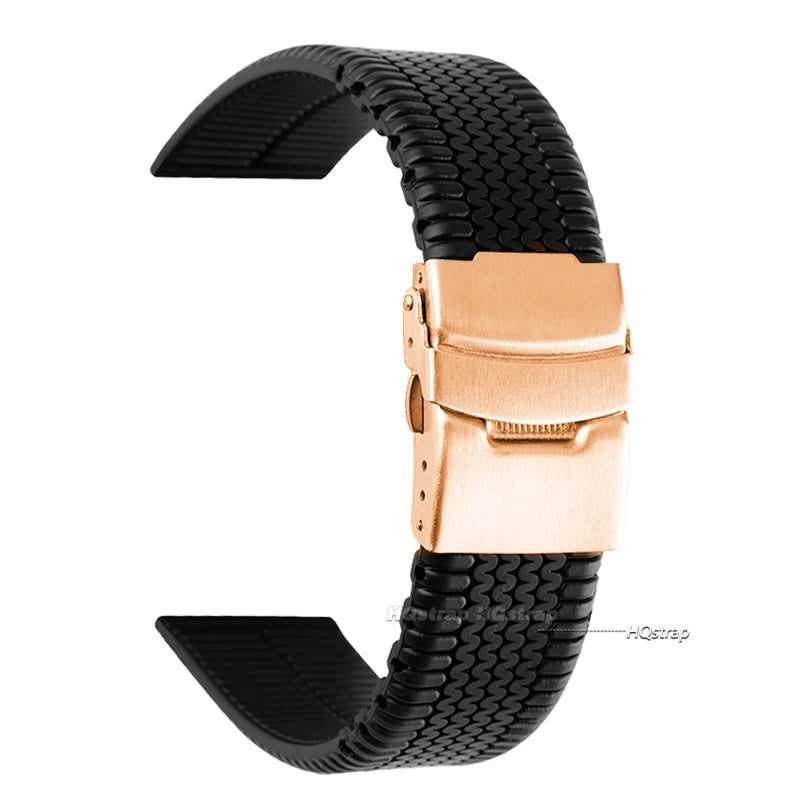 CowLost | product_id-black-silicone-sport-watchband-20mm-24mm-with-tire-pattern-folding-buckle-waterproof-universal-strap |8