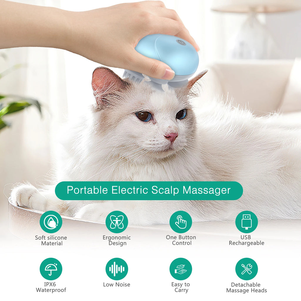 ORIA Handheld Electric Cat Massager for Relaxation and Hair Growth