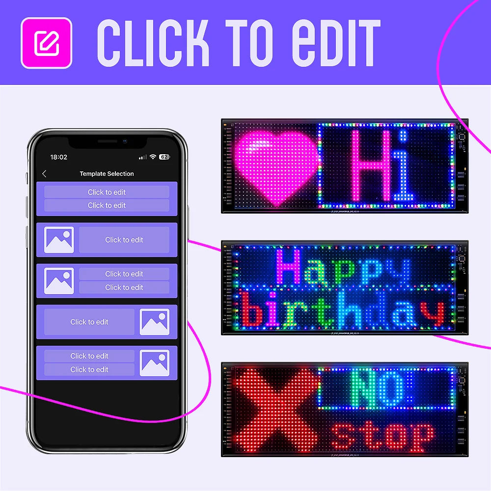 Double Layer RGB Flexible LED Display Panel with App Programmable Sign for Car, Shop, Hotel, Advertising
