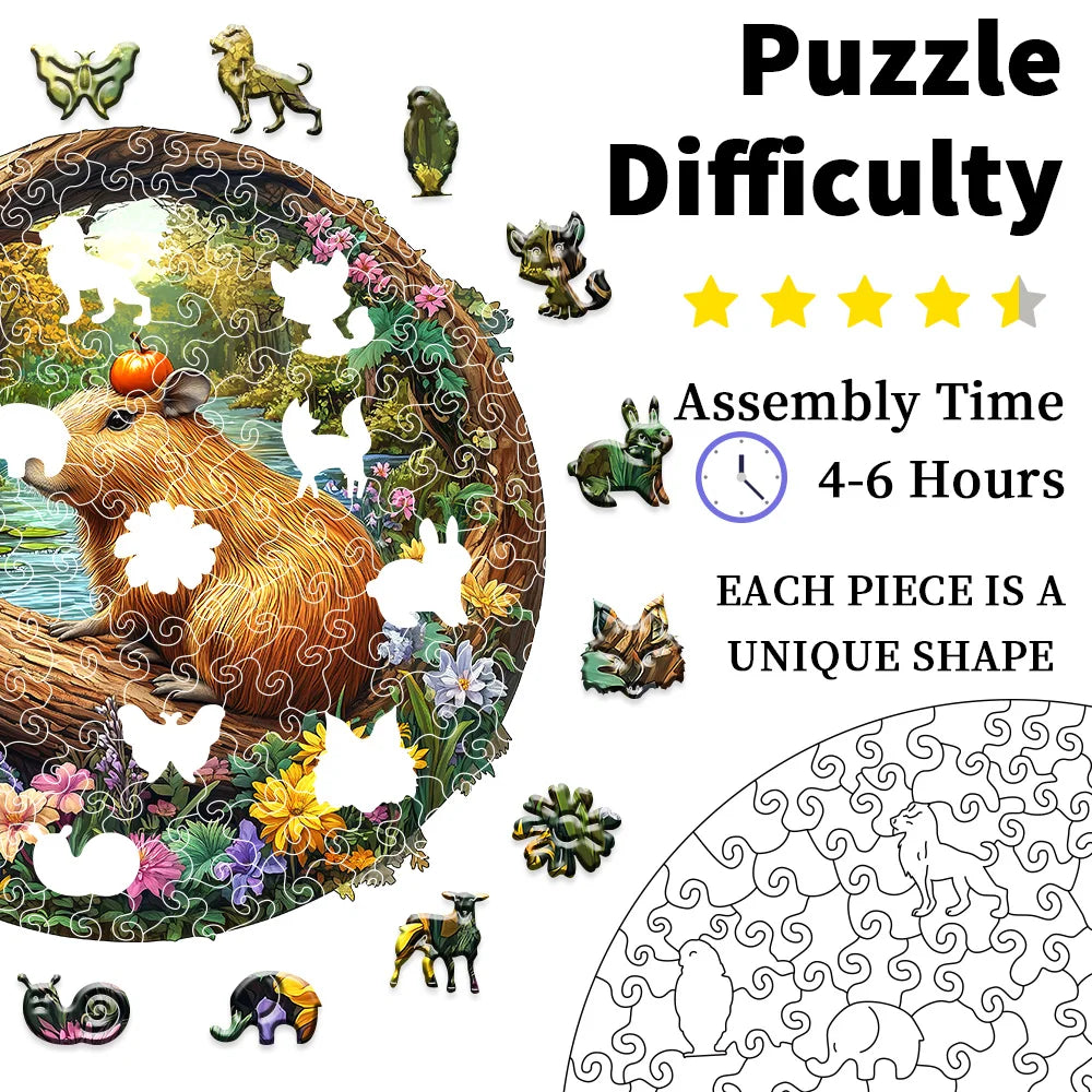 CowLost | product_id-wooden-capybara-pumpkin-forest-animal-jigsaw-puzzle-with-irregular-pieces |4
