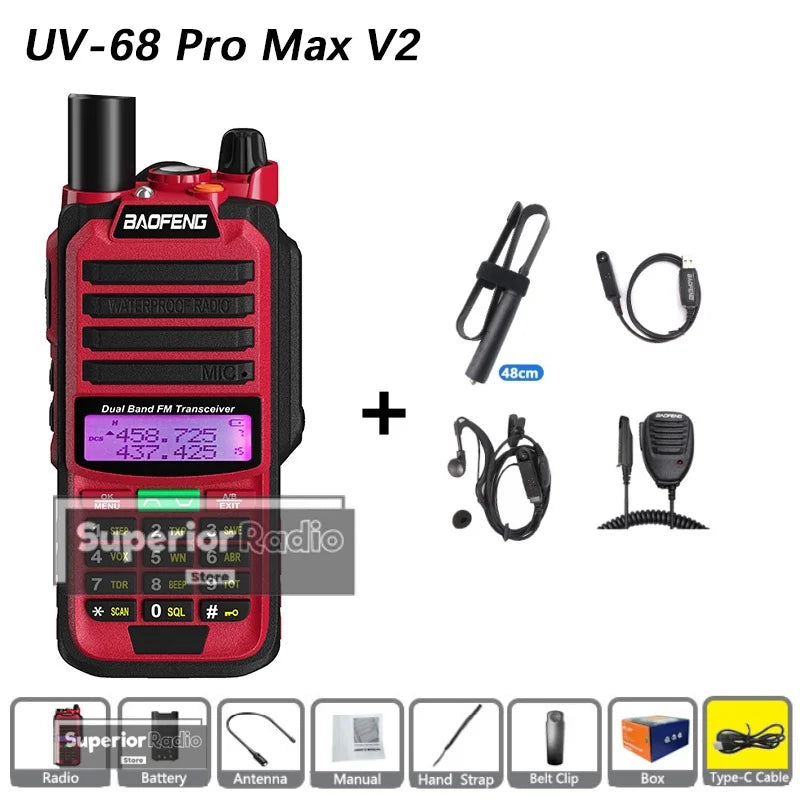 CowLost | mobile-phone-cases-baofeng-uv-68-pro-max-v2-walkie-talkie-ip67-waterproof-usb-c-charger-long-range-fm-radio-128-channels |23