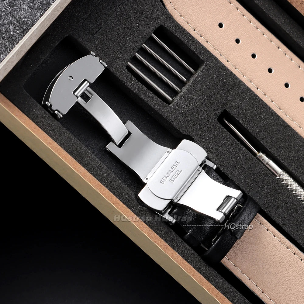 CowLost | bracelets-product_id-pu-leather-watch-band-14-24mm-with-stainless-steel-butterfly-buckle-black-brown-strap |8