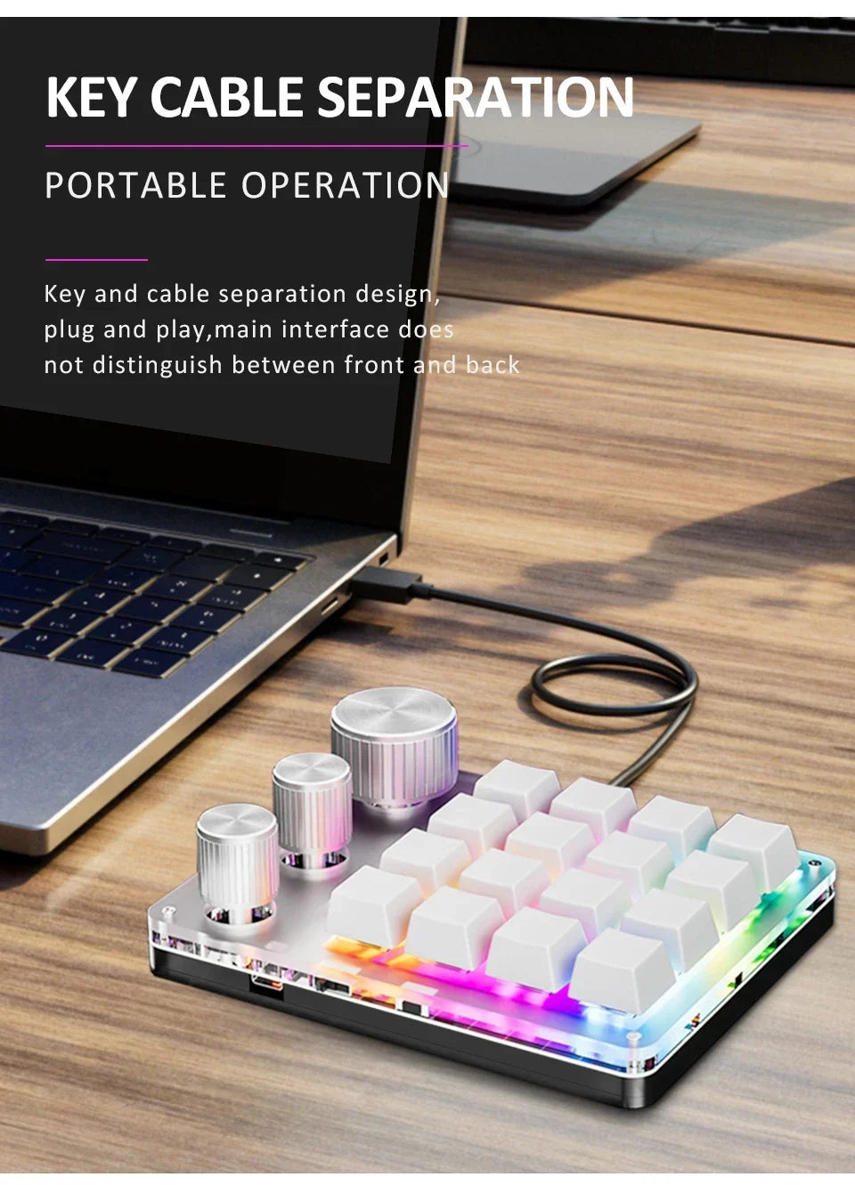 CowLost | product_id-16-key-3-knob-mechanical-gaming-keyboard-mini-keypad-usb-bluetooth-wireless-hot-swap |10