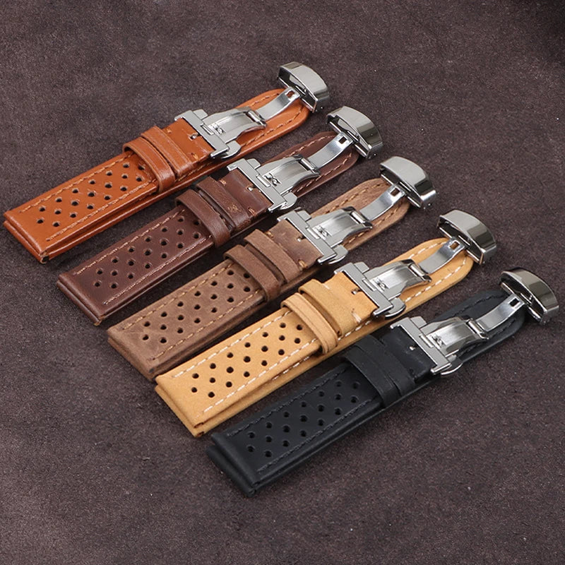 CowLost | product_id-vintage-genuine-leather-watch-strap-18-20-22mm-cowhide-with-butterfly-buckle-breathable-sport-wristband |1