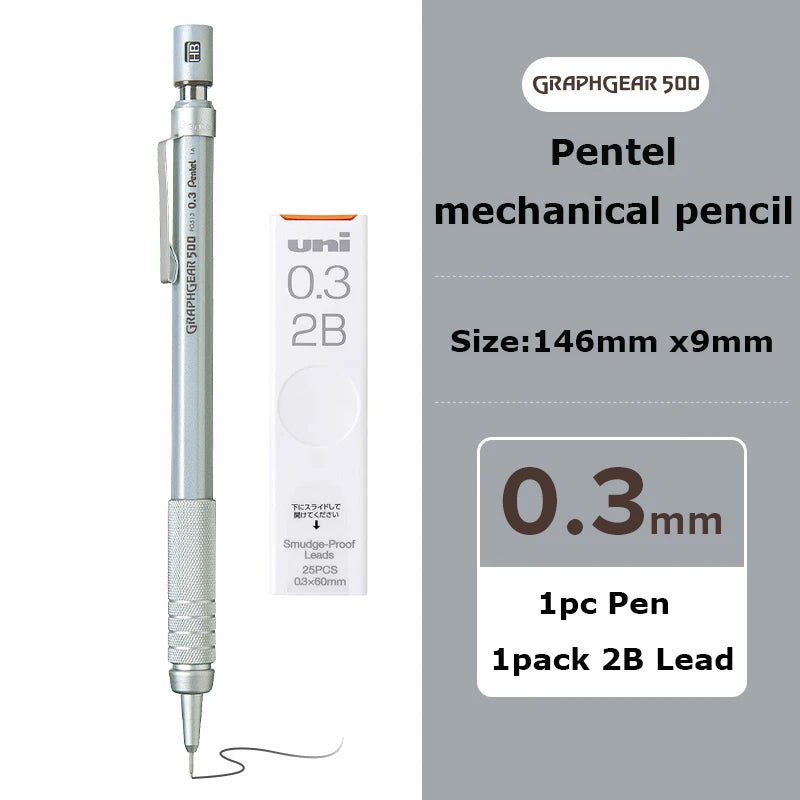 CowLost | product_id-japanese-pentel-automatic-mechanical-pencil-metal-head-0-3-0-5-0-7-0-9mm-for-writing-drawing-sketching |10
