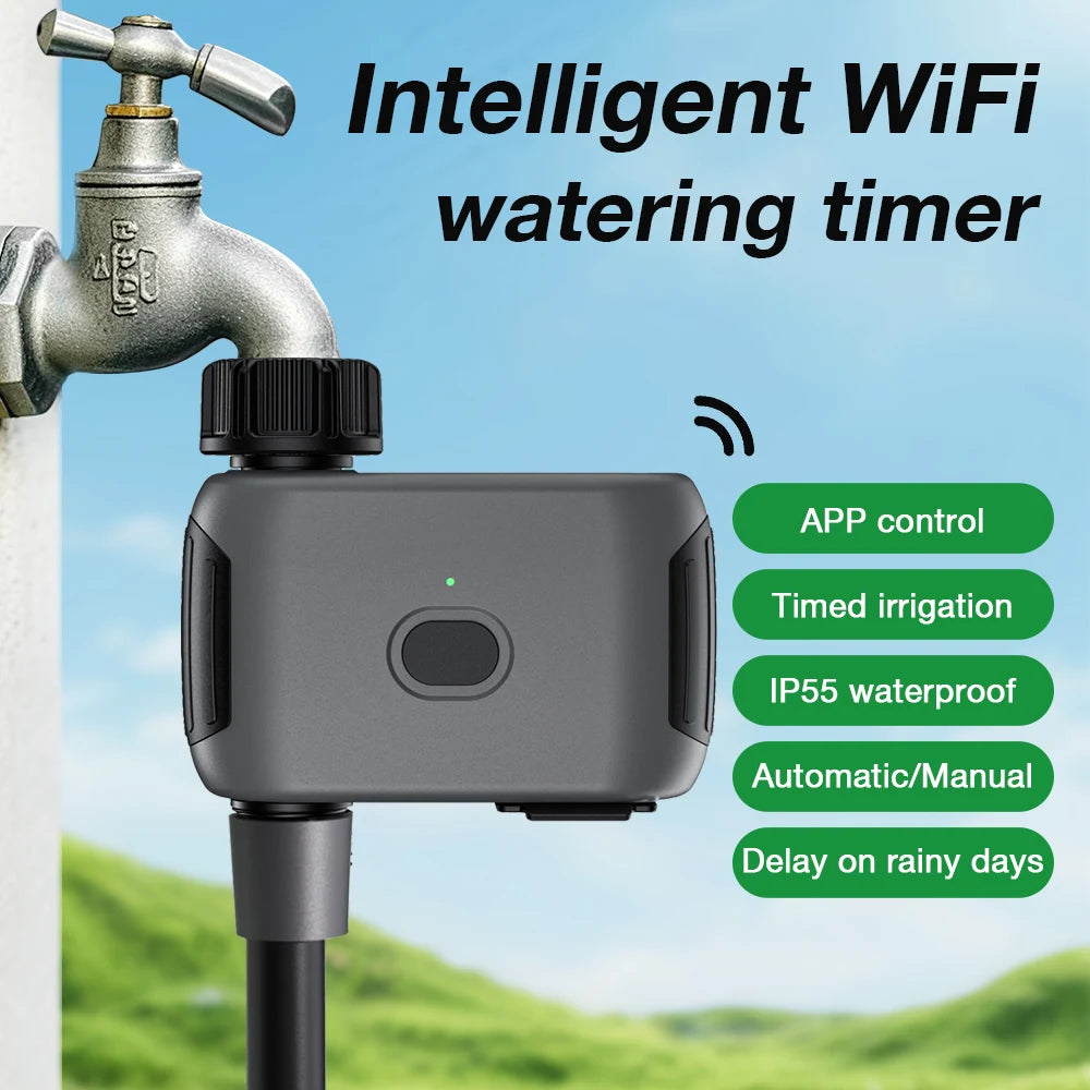 WiFi Smart Garden Water Timer 1-Zone Programmable Irrigation Valve with APP Control