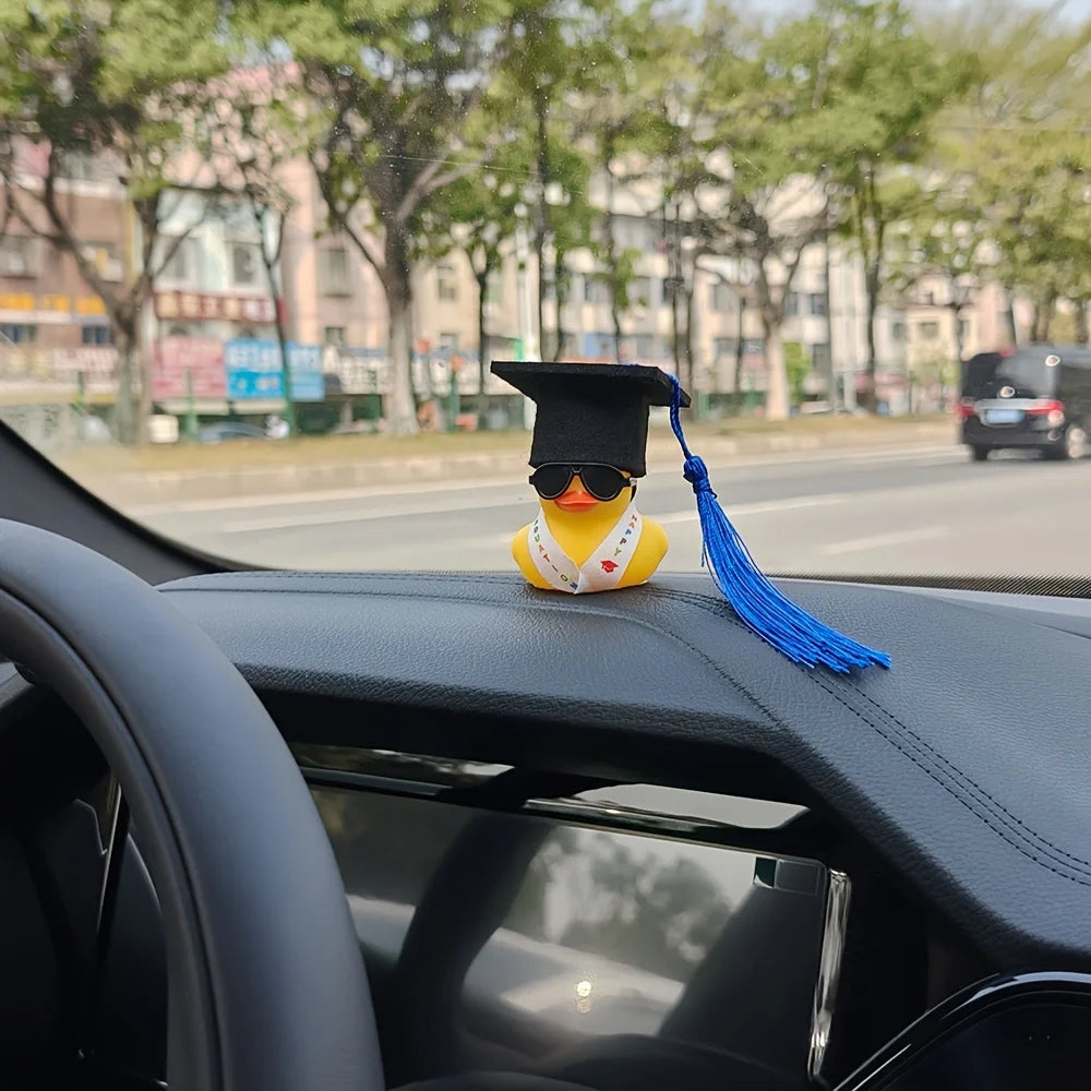 CowLost | 1set-rubbe-duck-graduation-duck-car-decoration-rear-view-mirror-decoration-car-duck-1 |5