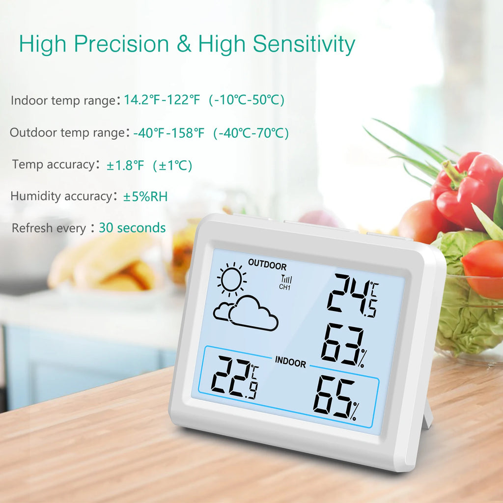 ORIA Wireless Indoor Outdoor Digital Temperature and Humidity Monitor