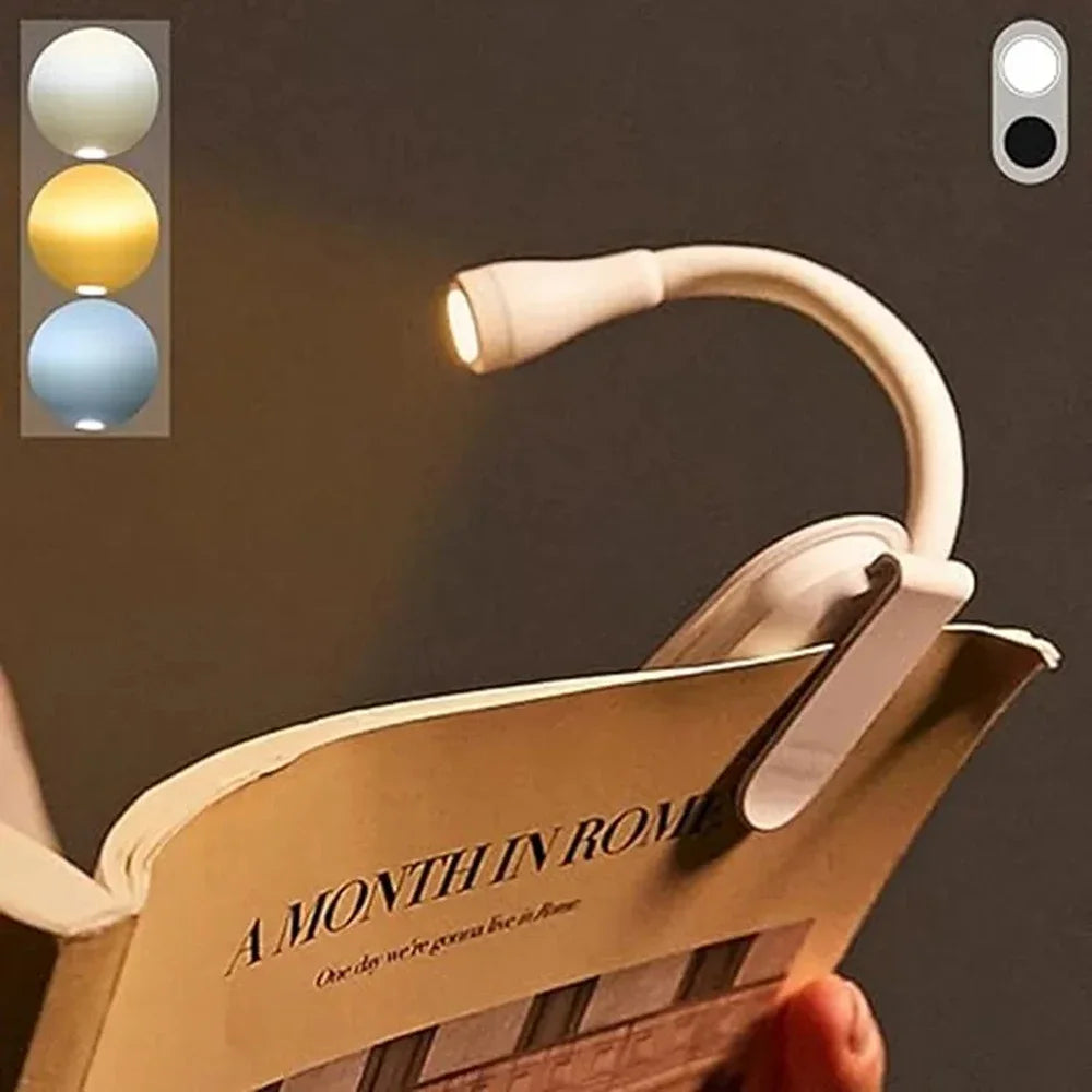 CowLost | product_id-mini-rechargeable-3-color-led-book-light-with-adjustable-clip-and-360-flip-eye-protection |11