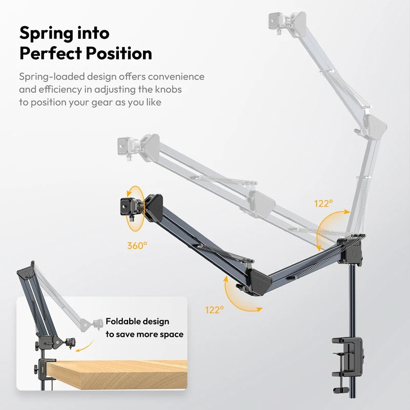 CowLost | ulanzi-th04-overhead-camera-mount-microphone-stand-detachable-c-clamp-2kg-load |1