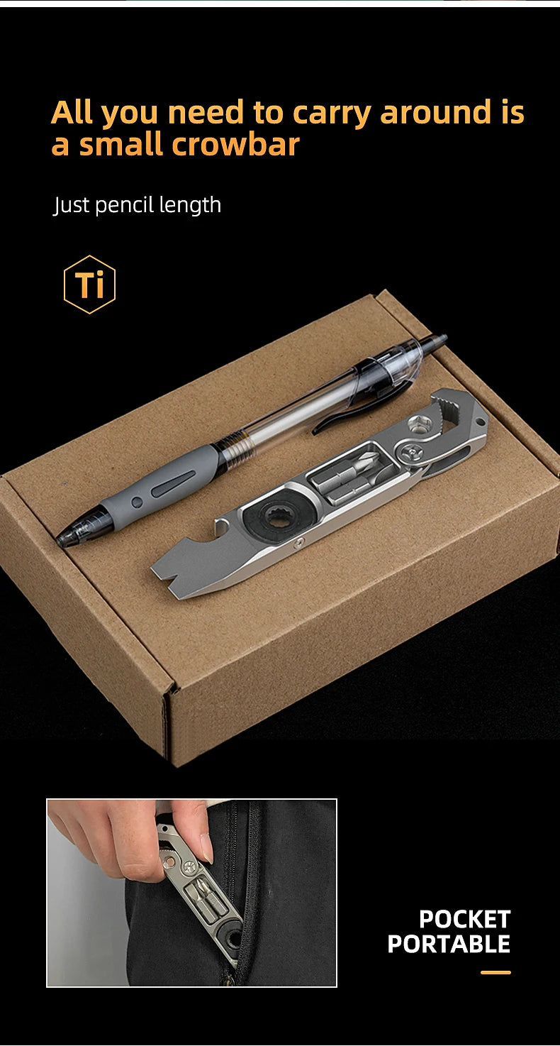 CowLost | tools-tc4-titanium-alloy-crowbar-edc-tool-set-with-screwdriver-wrench-and-eternal-pen-for-outdoor-camping-gift |23