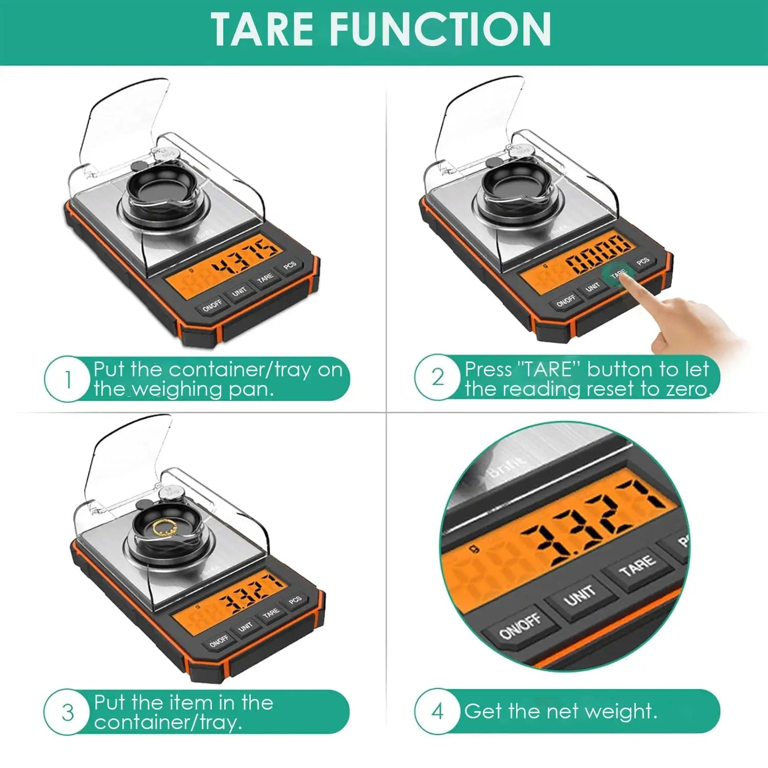 Brifit 0.001g-50g Digital Pocket Scale with Calibration Weights and LED Display