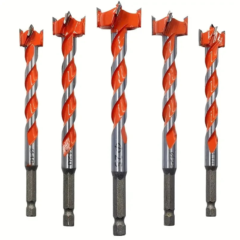 CowLost | 5pcs-16-25mm-alloy-thread-lengthened-hexagonal-handle-woodworking-hole-opener-wind-batch-wooden-door-lock-plank-drilling-drill |1