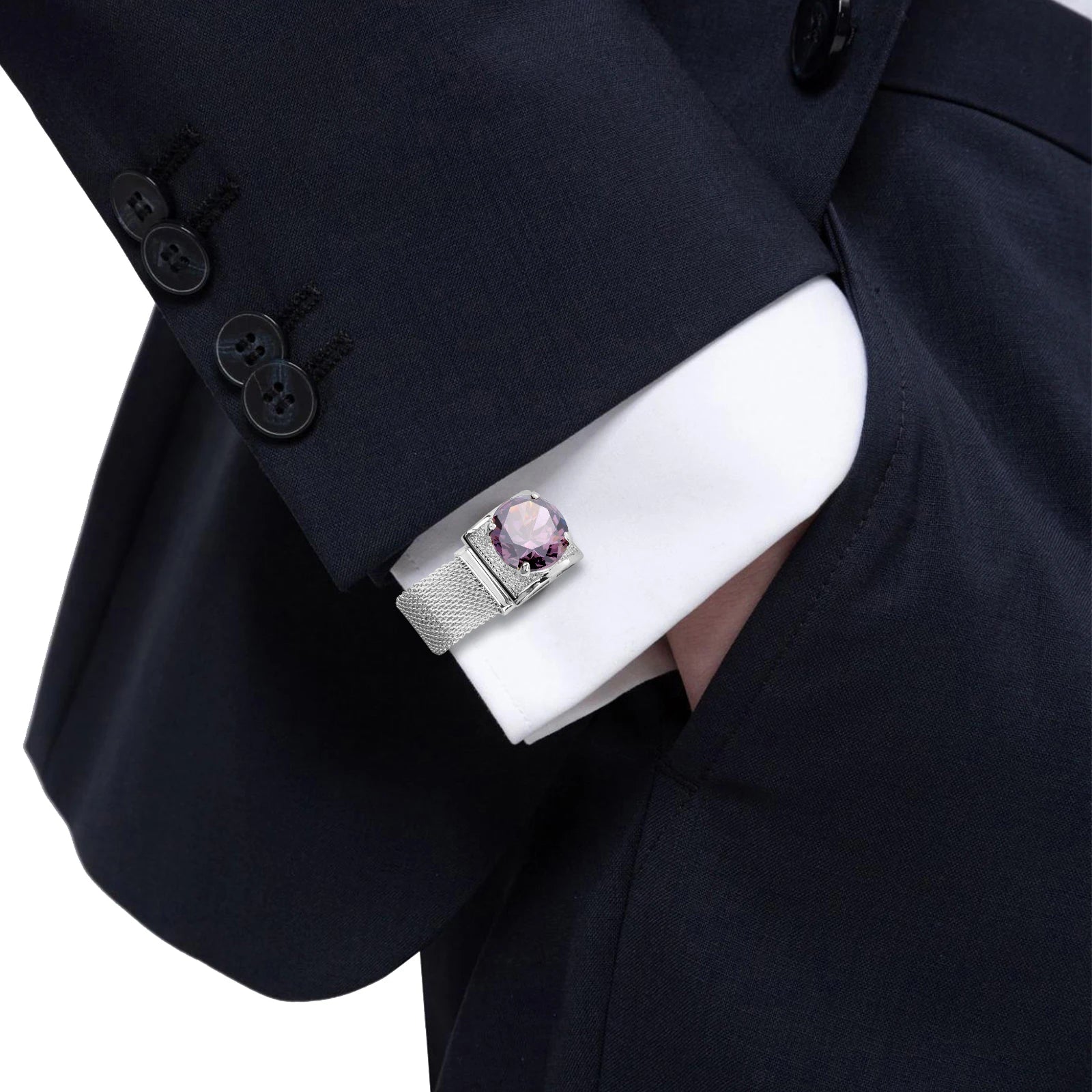 CowLost | clothing-accessories-hawson-mens-silver-birthstone-crystal-cufflinks-luxury |25