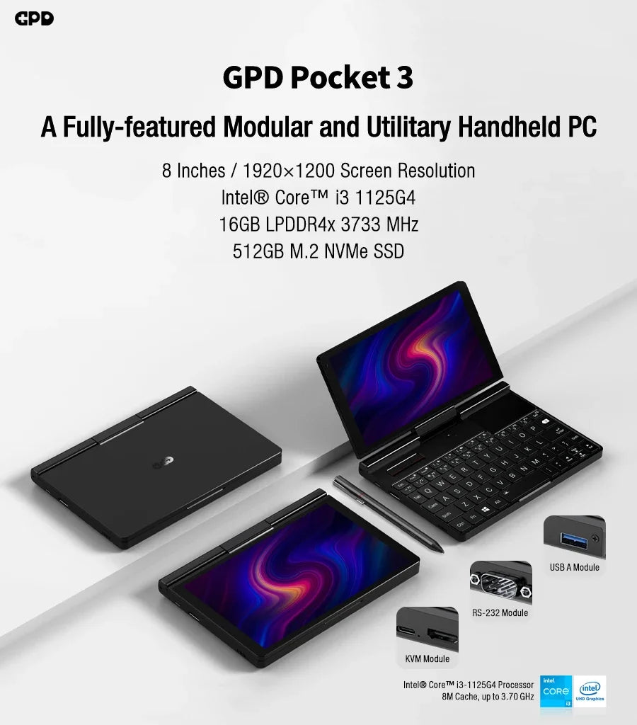 CowLost | gpd-pocket-3-intel-pentium-gold-7505ram-16gb-ram-12gb-ssd-hard-disk-windows-11-home-laptop-notebook-mini-pc-touch-screen |7