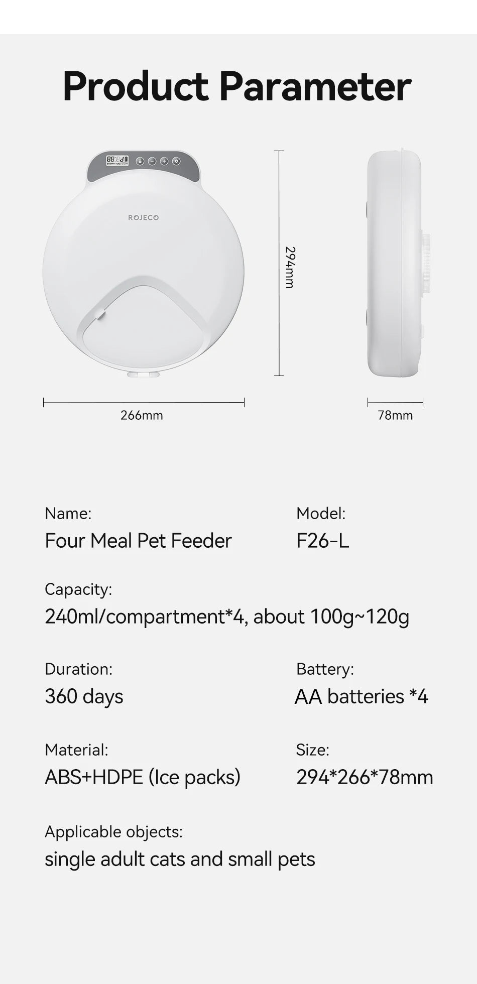 CowLost | cat-food-rojeco-wireless-automatic-cat-feeder-for-4-meals-wet-dry-food-dispenser |19