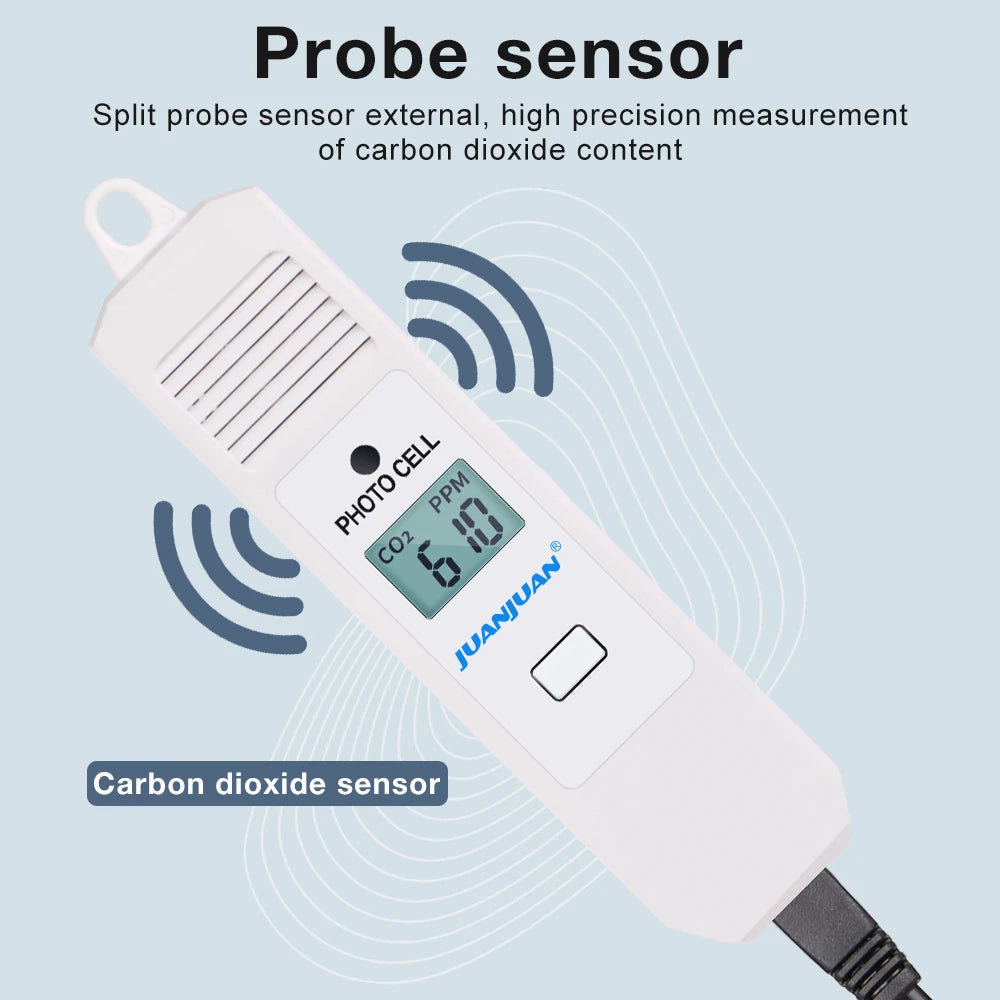 JUANJUAN CO2 Controller with LCD Display 0-5000ppm Carbon Dioxide Regulator for Greenhouse Air Quality Monitoring
