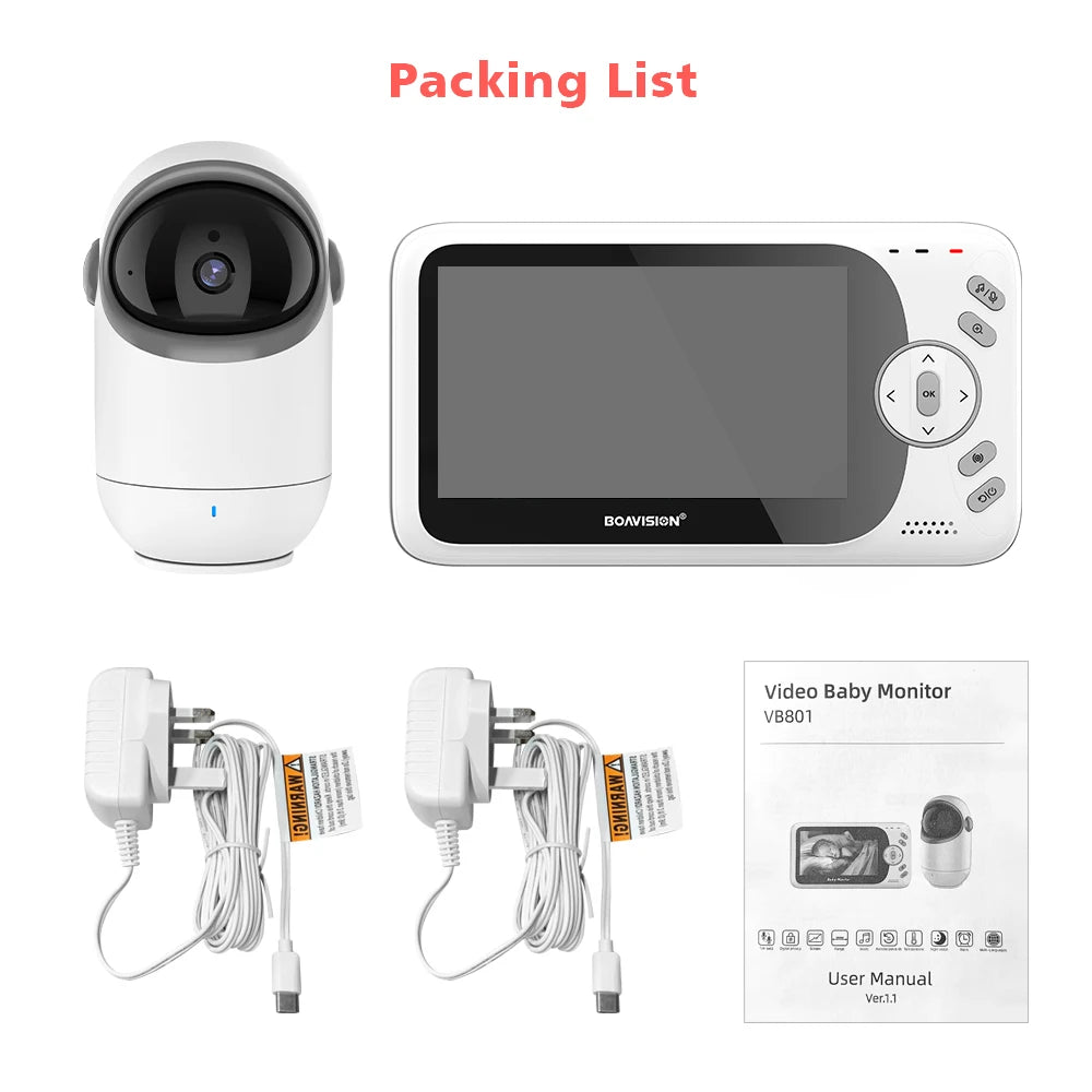 CowLost | 4-3-inch-video-baby-monitor-with-pan-tilt-camera-2-4g-wireless-two-way-audio-night-vision-security-camera-babysitter-vb801 |6