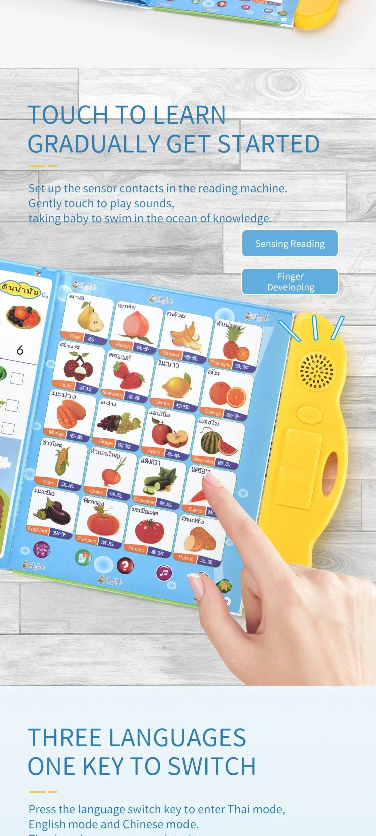 CowLost | pens-product_id-3-in-1-educational-story-notebook-with-reading-pen-thai-chinese-english-learning-machine |9