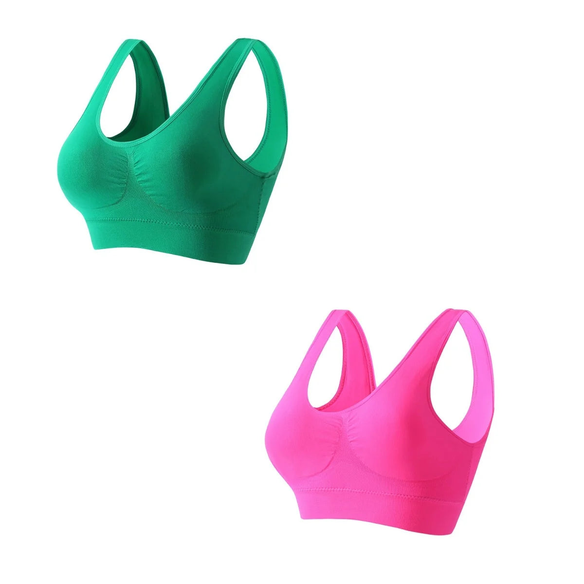 CowLost | product_id-2pcs-wireless-push-up-seamless-sports-bras-plus-size-crop-tops-for-women |1