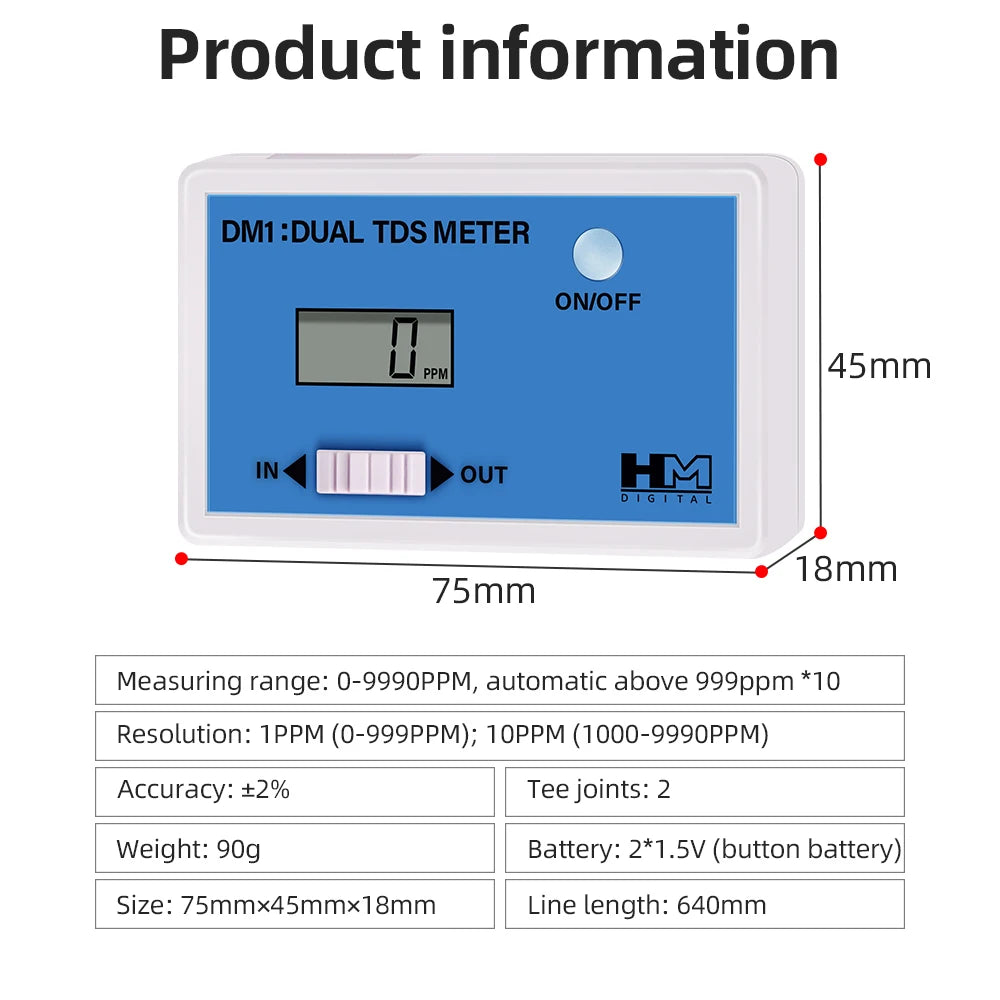 HM Digital Online Water Quality Tester LCD TDS/EC Meter PPM Detection for Pool Laboratory