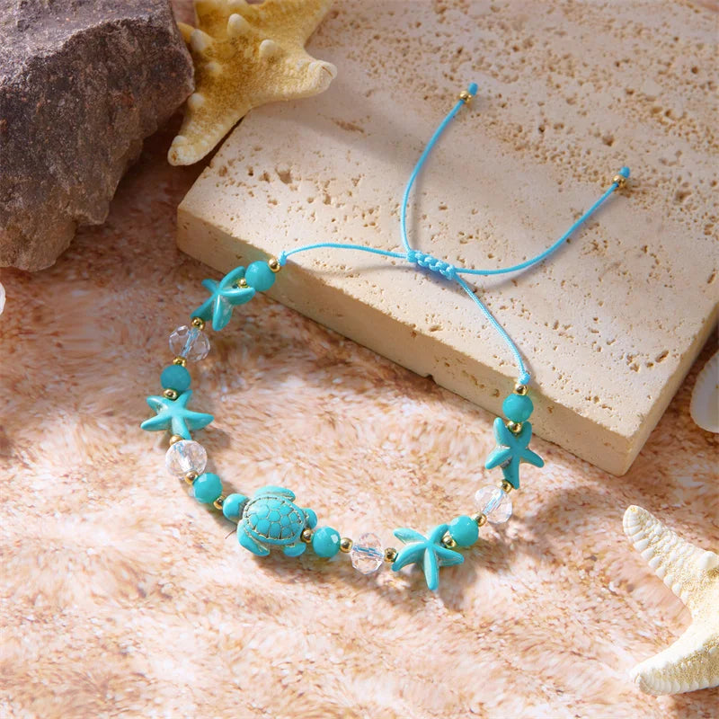 CowLost | bohemian-starfish-conch-shell-beads-bracelet-for-women-girls-summer-beach-party-rice-bead-adjustable-bangle-friendship-jewelry |10