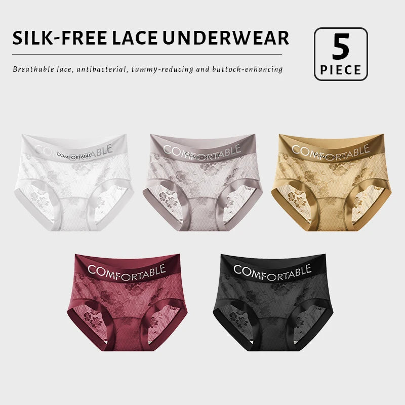 CowLost | product_id-fallsweet-5-pack-plus-size-women-s-floral-lace-seamless-briefs-with-letter-embroidery |11