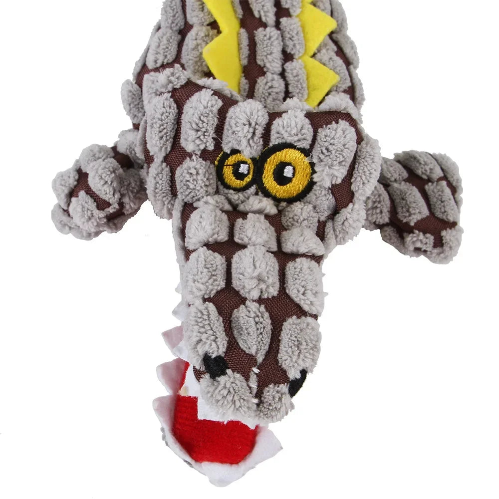 CowLost | dog-kennel-run-accessories-plush-no-stuffing-dog-squeak-toy-crinkle-crocodile-chew-toy |3