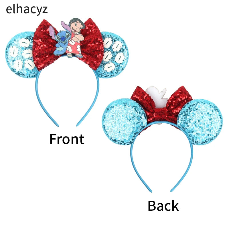 CowLost | cartoon-lilo-stitch-head-band-girls-sequins-bow-hairband |23