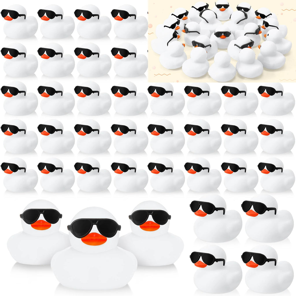 CowLost | product_id-6-12-24-48pcs-white-mini-rubber-duck-bath-toys-squeak-float-for-toddlers |6