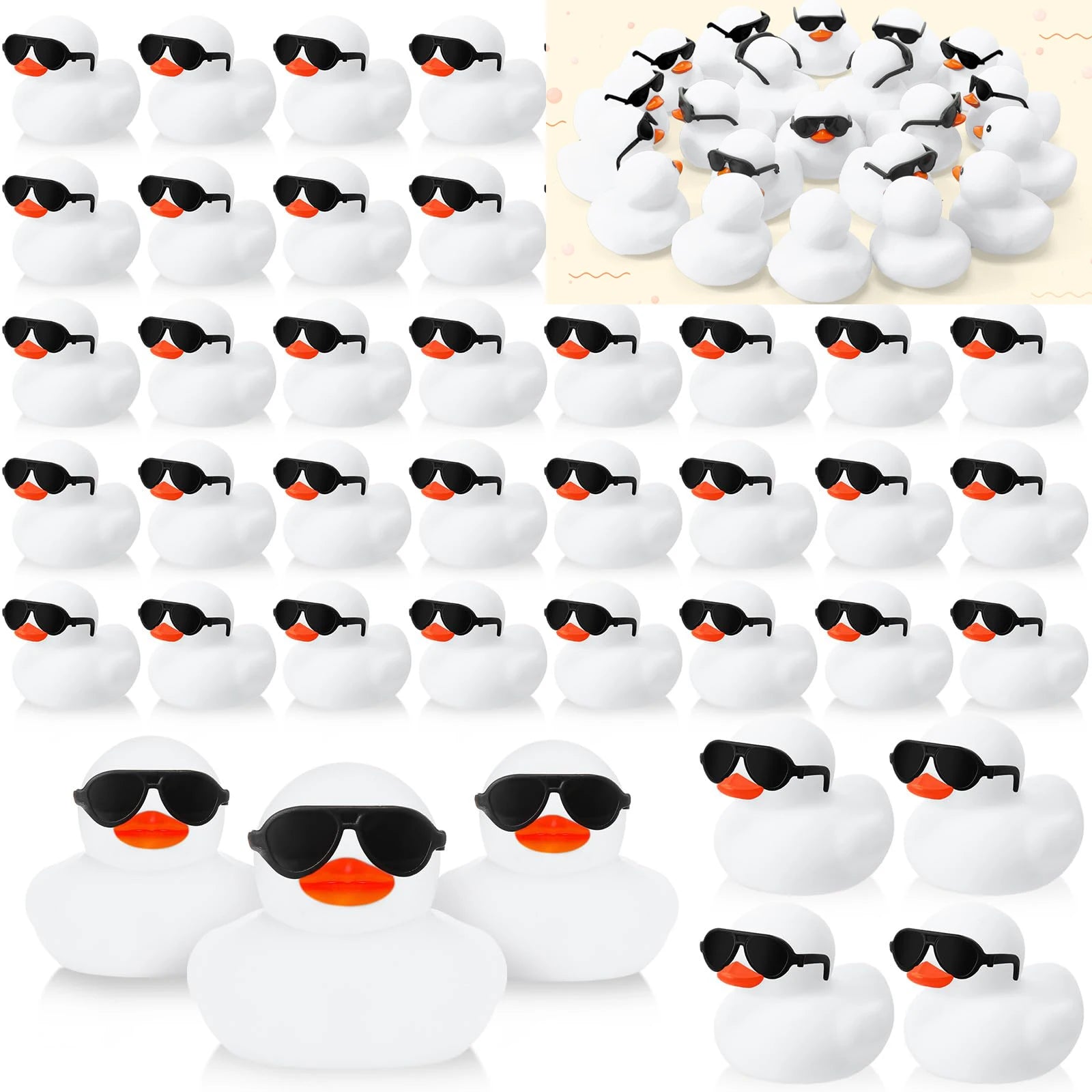 CowLost | product_id-6-12-24-48pcs-white-mini-rubber-duck-bath-toys-squeak-float-for-toddlers |6