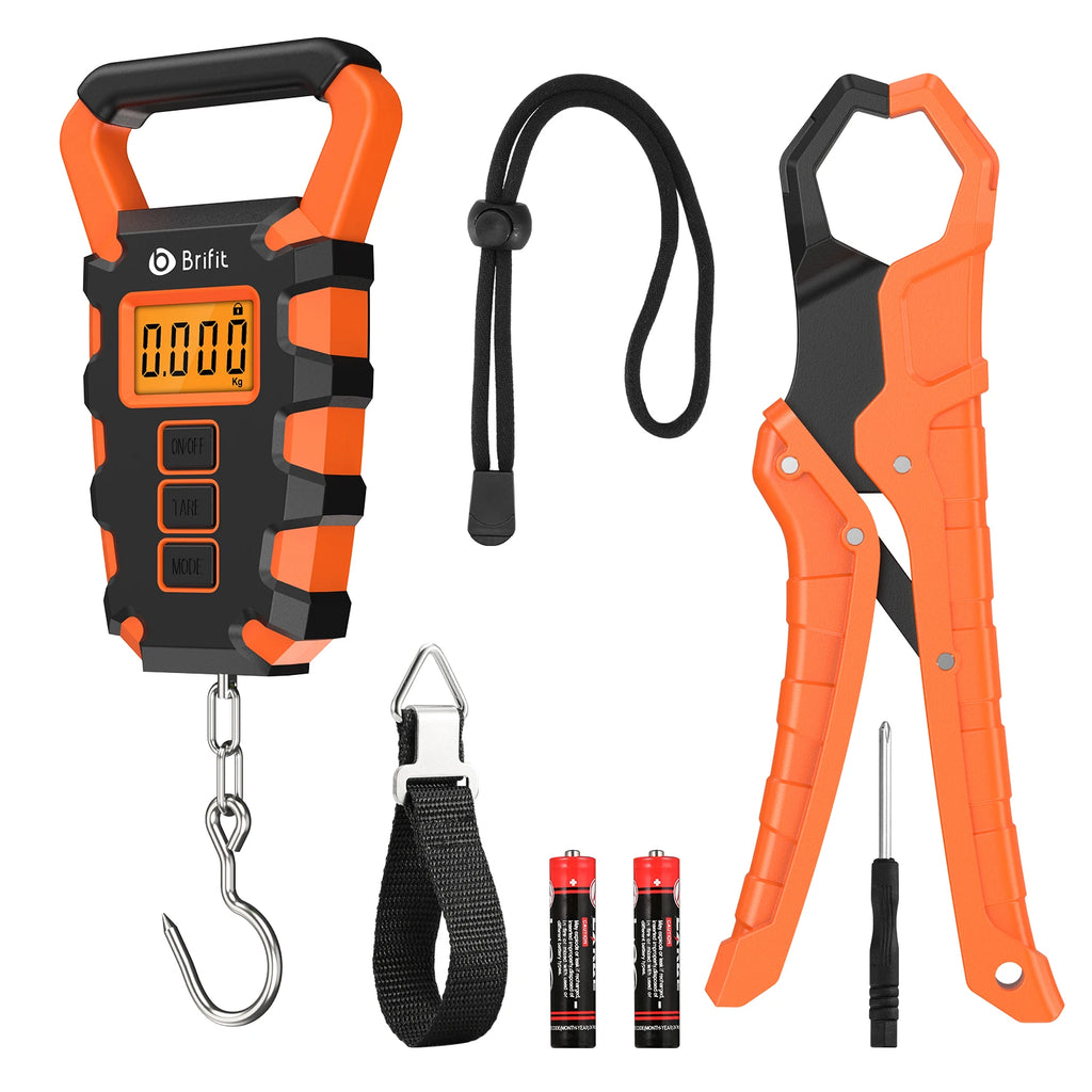 50kg Digital Fishing Scale with Fish Grip Ruler Waterproof Hanging Steelyard Scale for Luggage Travel