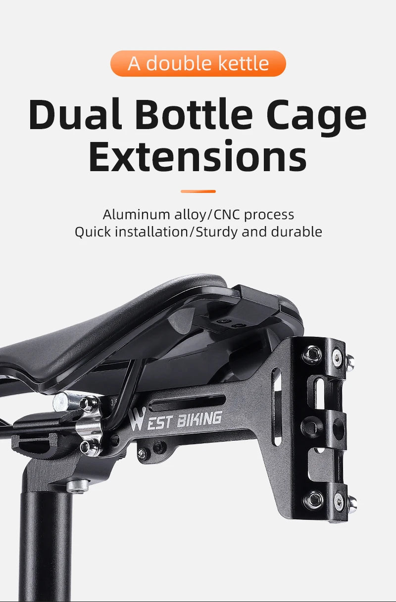 CowLost | west-biking-water-bottle-cage-extension-bracket-bike-saddle-rear-bottle-cage-adapter-seatpost-universal-bicycle-bottle-holder |7