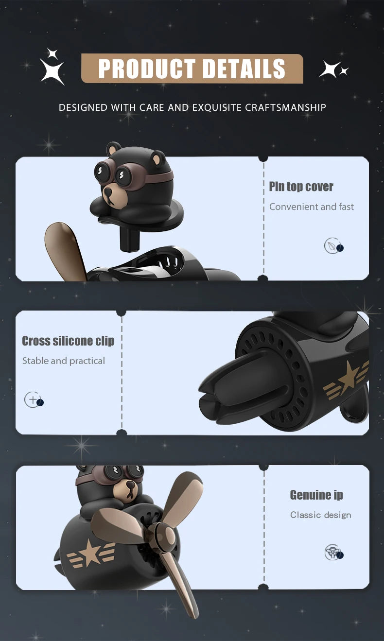 CowLost | product_id-rotating-pilot-bear-car-air-freshener-vent-clip-ocean-scent-diffuser |22