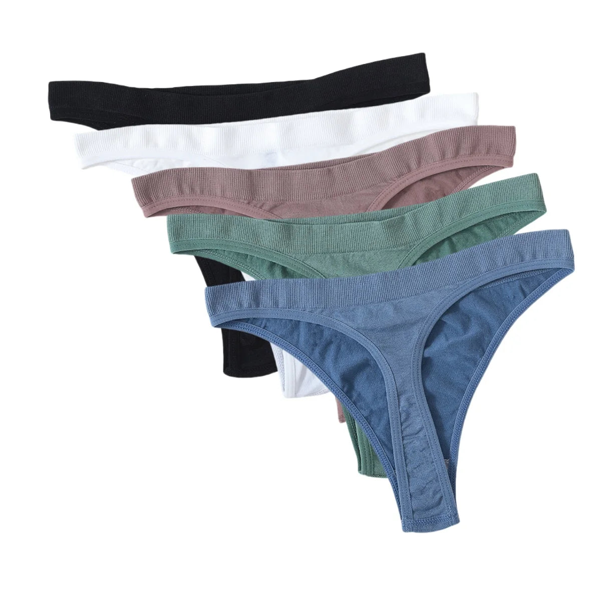 CowLost | product_id-5pcs-brazilian-high-waist-sports-thong-g-string-panties-women-m-xl-solid-t-back-underwear-set |39