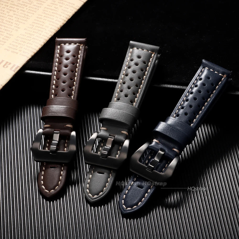 CowLost | product_id-vintage-handmade-breathable-leather-watch-strap-18-26mm-for-panerai-gray-black-brown-blue |2