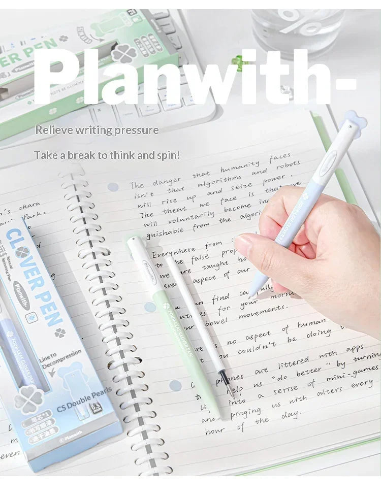 CowLost | product_id-planwith-lucky-clover-0-5mm-carbon-black-gel-pen-no-smudge-smooth-writing-rotary-twist |9