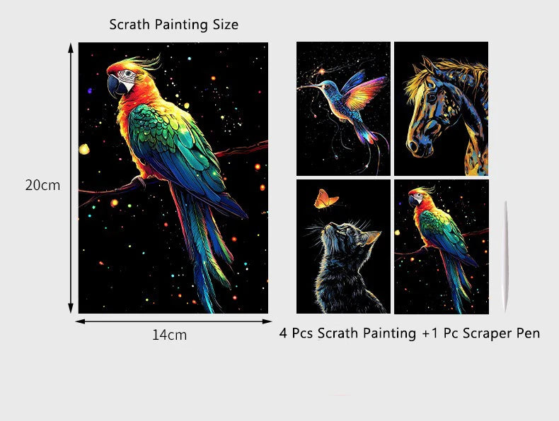 CowLost | product_id-4-pcs-a5-noctilucent-diy-scratch-painting-set-castle-landscape-animal-night-scenes |11