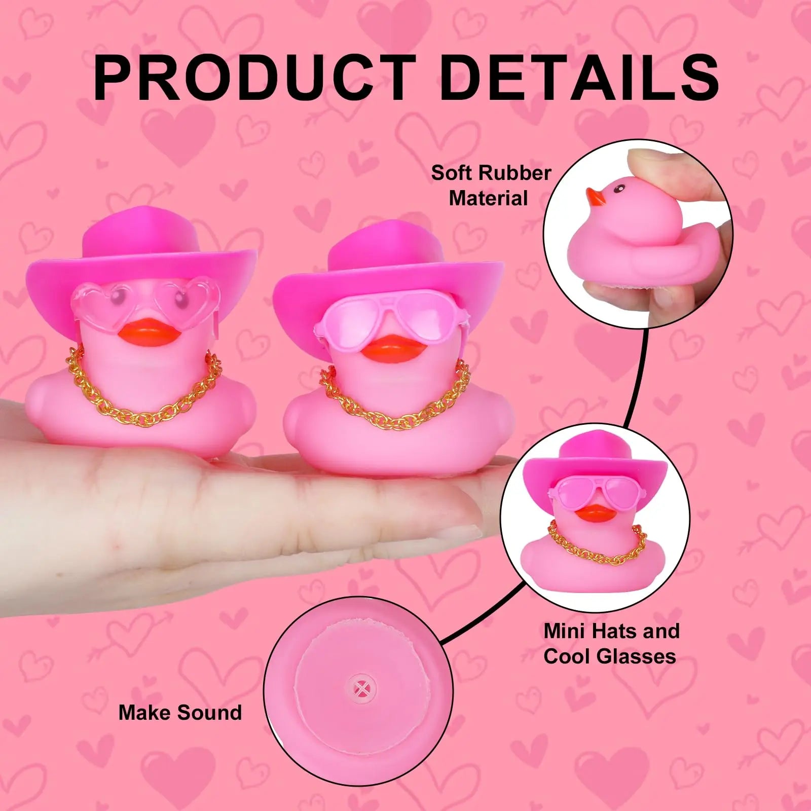 CowLost | product_id-12-24-48pcs-valentine-mini-pink-cowboy-jeep-rubber-ducks-for-party-favors-and-dashboard-decor |3