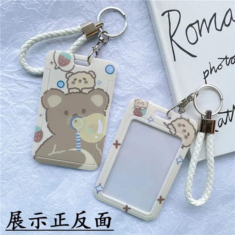 1Pc Solid Color Student Bus ID Card Protective Cover