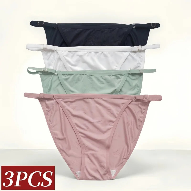 CowLost | product_id-3pcs-women-s-low-rise-ice-silk-brazilian-briefs-s-xl-solid-colors |2