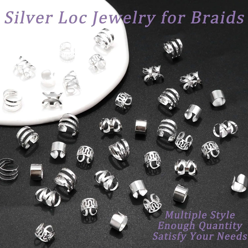 40pcs Gold Hair Cuffs Braids Rings Adjustable Hair Beads for Dreadlock Accessories