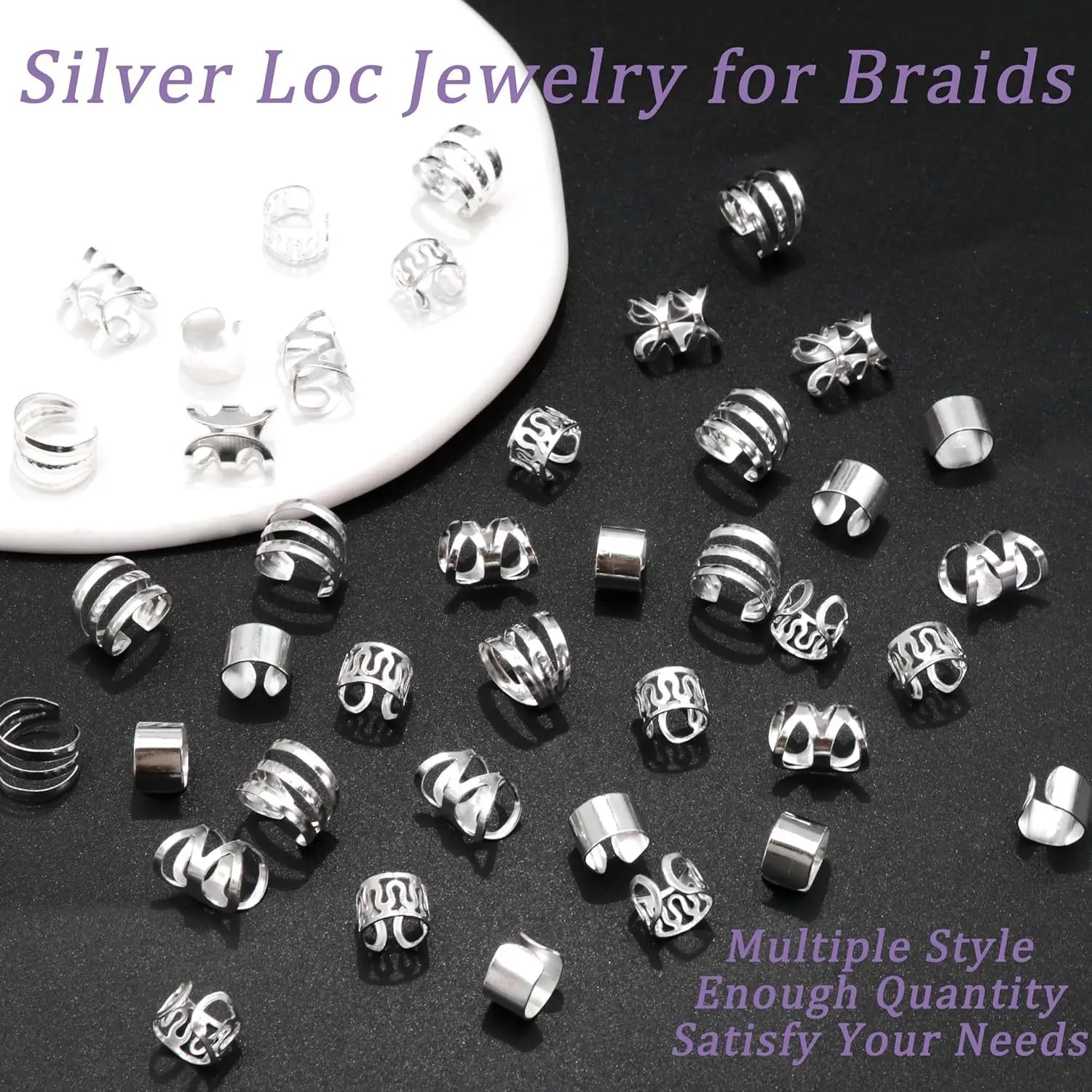 40pcs Gold Hair Cuffs Braids Rings Adjustable Hair Beads for Dreadlock Accessories