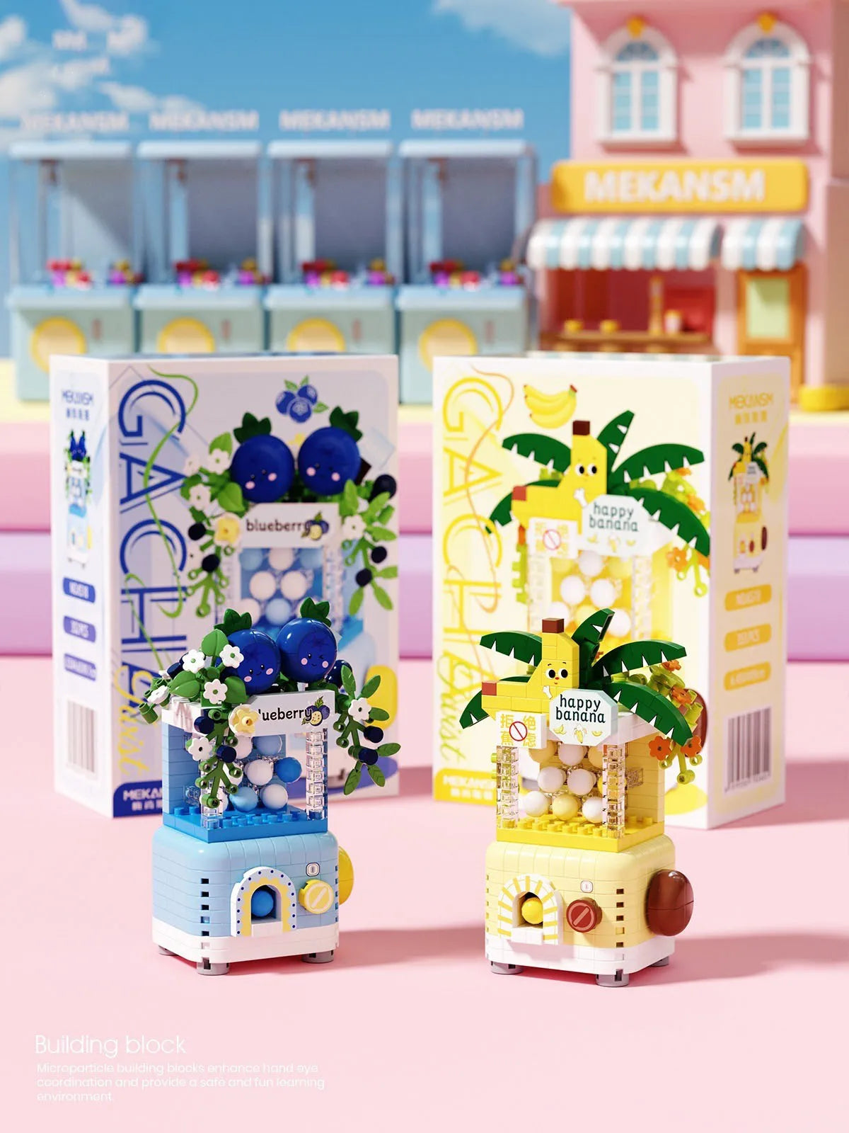 CowLost | product_id-6pcs-banana-peach-fruit-shop-gacha-house-building-blocks-kit-toy-gift |1
