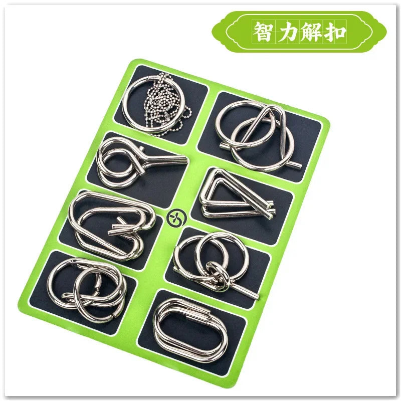 8-Piece Metal Montessori Wire Brain Teaser Puzzle Set for Kids and Adults