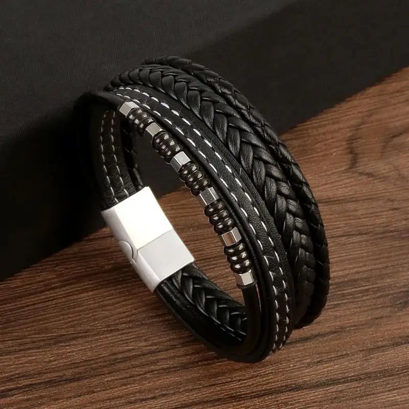 CowLost | badge-pass-holders-jiayiqi-stainless-steel-and-leather-bangle-bracelet-for-men |13