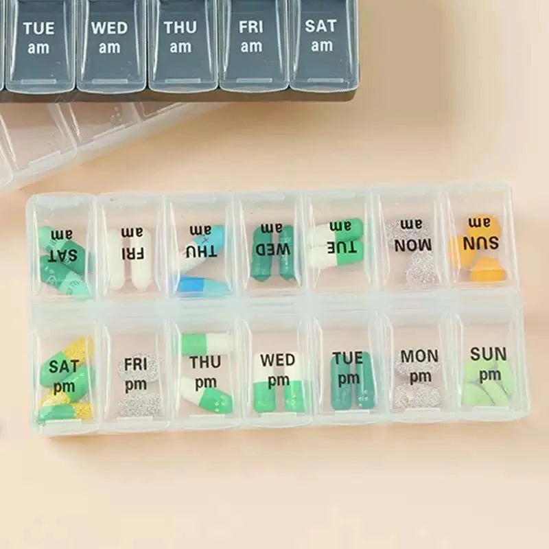 CowLost | product_id-7-day-portable-pill-organizer-with-14-compartments-medicine-storage-box |7