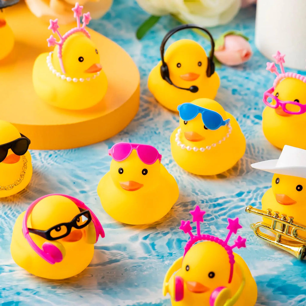 CowLost | product_id-50-sets-cute-rubber-duck-bath-toys-with-mini-sunglasses-for-shower-and-car-dashboard-decorations |5